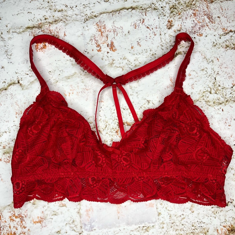Red lace bralette